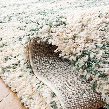 SAFAVIEH Area Rug 8x10 - Hudson Shag Collection - Large - Ivory & Green, Non-Shedding & Easy Cleaning, Ultra Plush Thick Pile, Ideal for Living Room, Bedroom, Dining Space (SGH206Y)