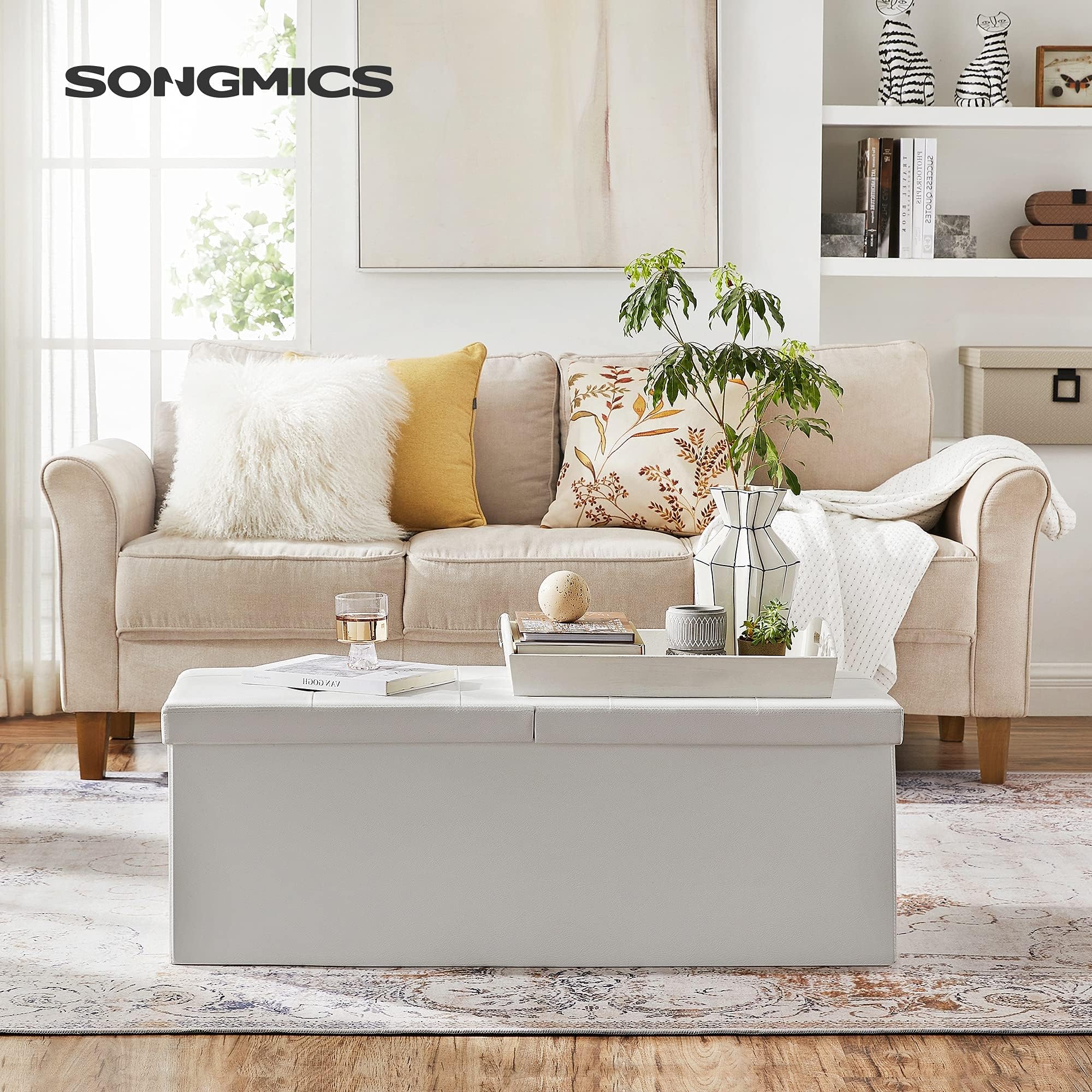 SONGMICS Tabouret Pliable en Cuir synthétique, Charge Max. 300 kg