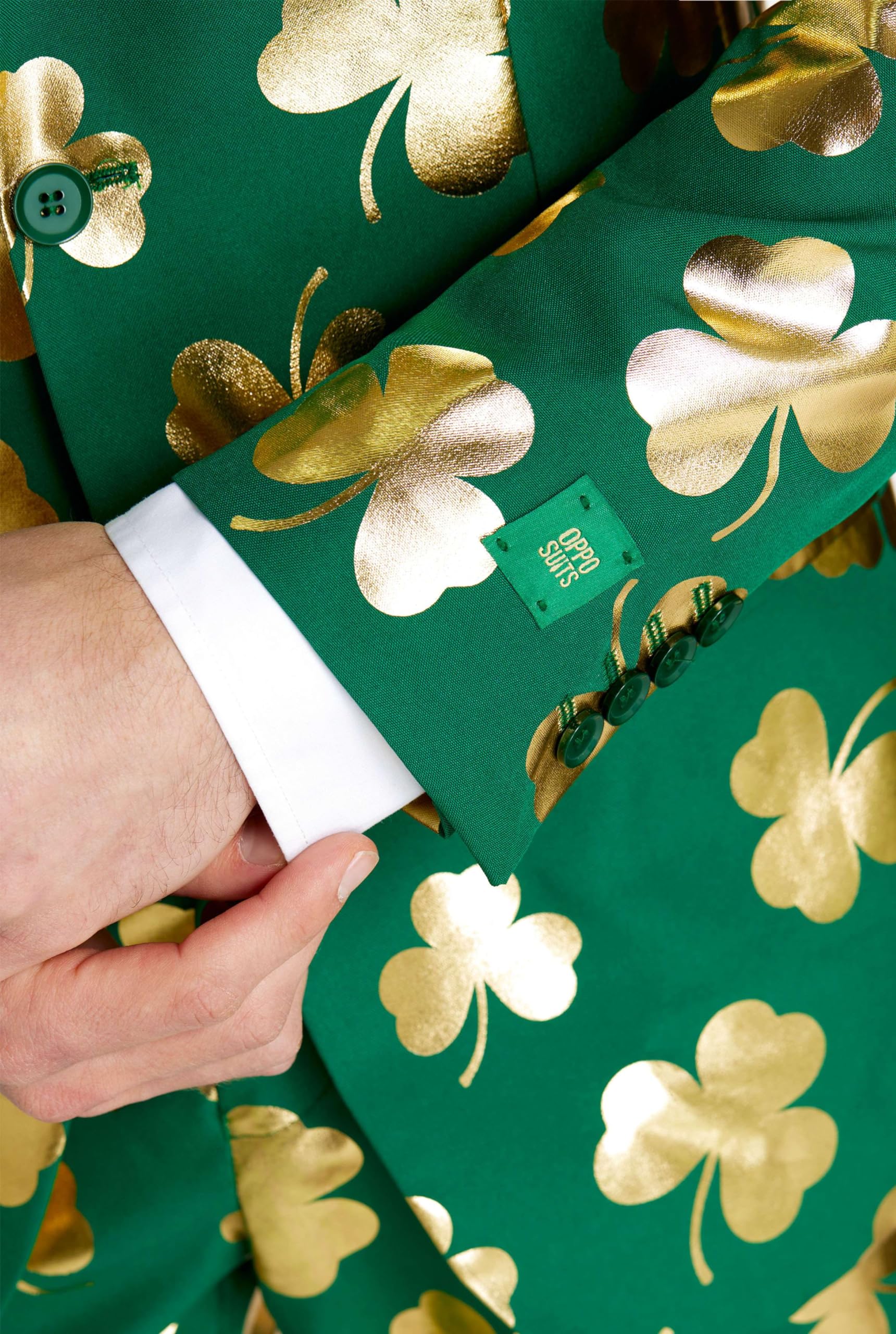 OppoSuits Camicia da uomo per festa di San Patrizio, vestibilità aderente, con 1 abbottonatura, colore: verde, Sig. Clover Clover, 56