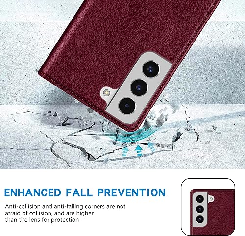 Miniatura 7 de ZZXX Funda tipo cartera para Samsung Galaxy S22 Plus con bloqueo RFID, soporte de ranura para tarjetas, funda protectora de cuero magnético fuerte