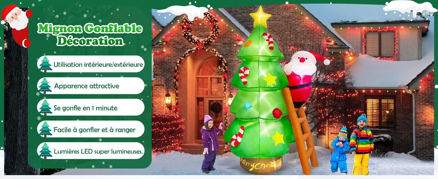 Sapin De Noël Gonflable Rotatif 245 CM Décorations Gonflables De Noël