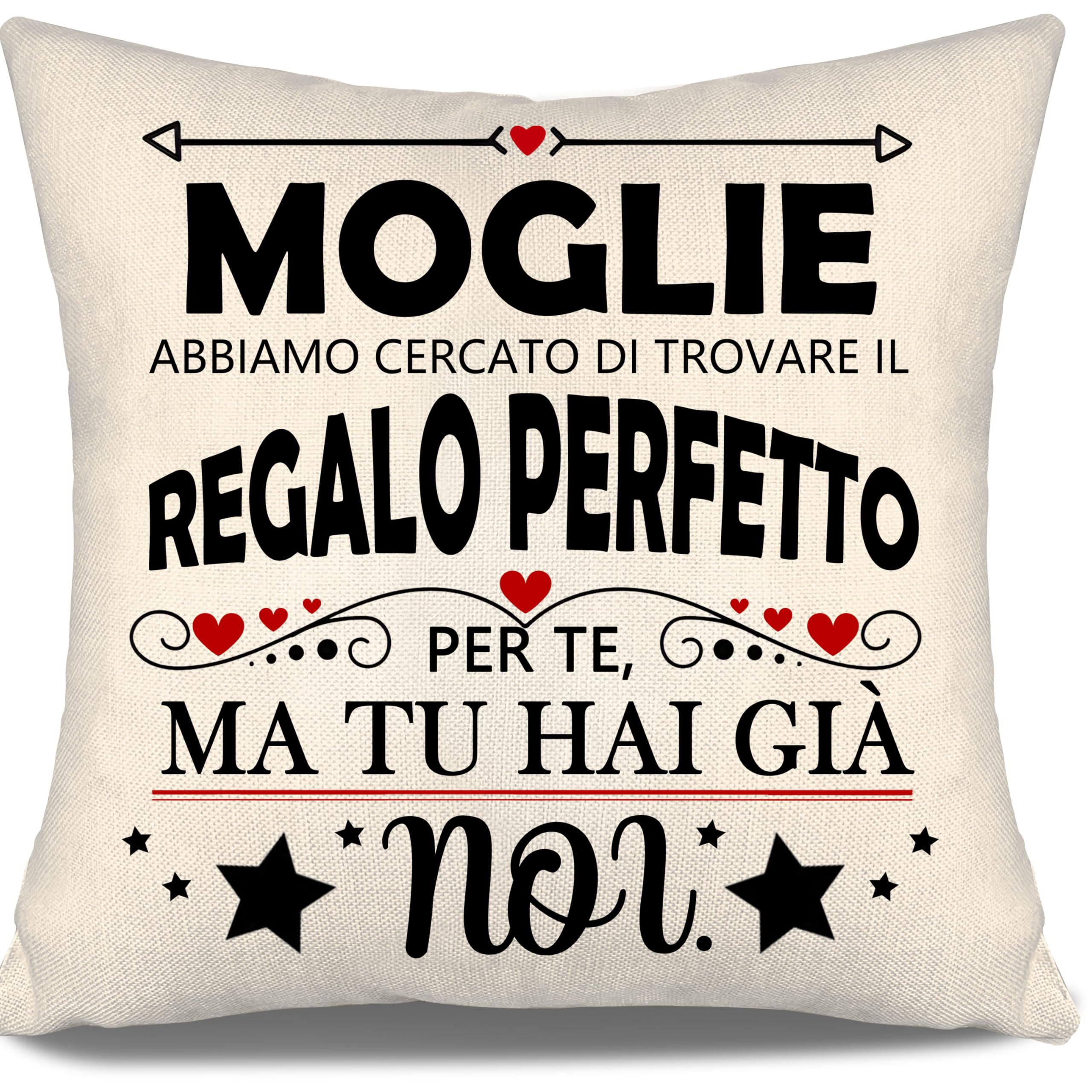 Aosumin Moglie abbiamo cercato di trovare il regalo perfetto per te ma tu hai già noi Copricuscini divertenti per la moglie Regalo di compleanno Regalo di San Valentino Regalo di Natale(moglie-b)
