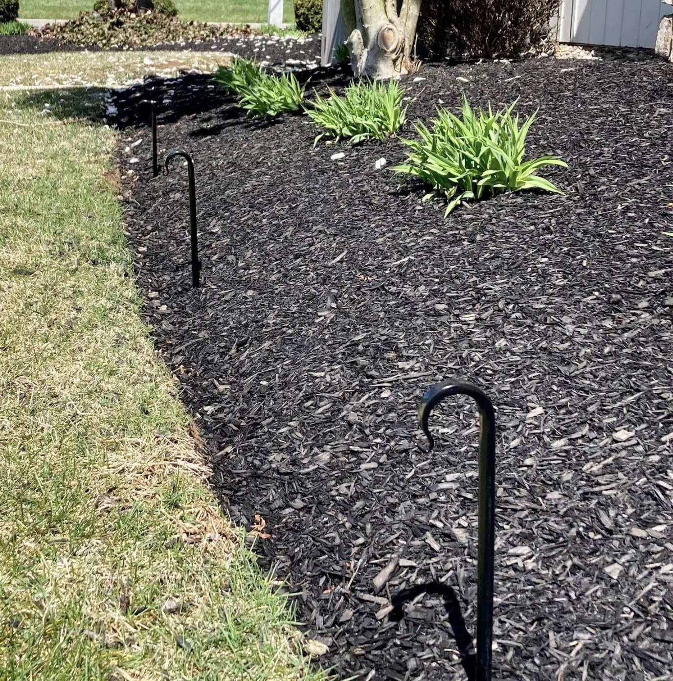 Heavy-Duty Wrought Iron Garden Hose Guides | Hand-Forged Stakes | Powder Coated Plant Protectors (Pack of 4)