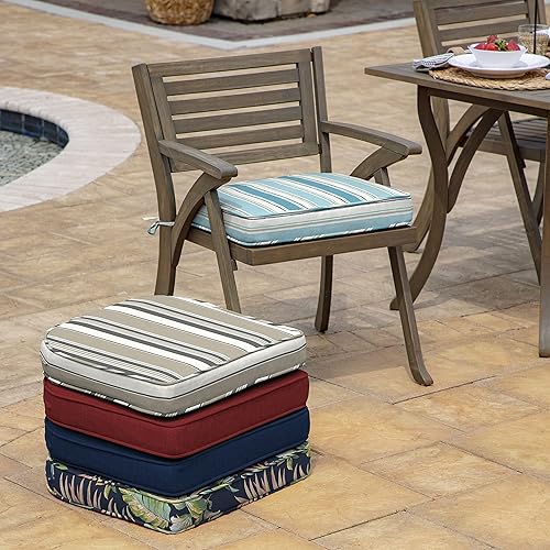 Miniatura 4 de Arden Selections ProFoam Essentials Outdoor Seat Cushion 19 x 20, French Blue Linen Stripe
