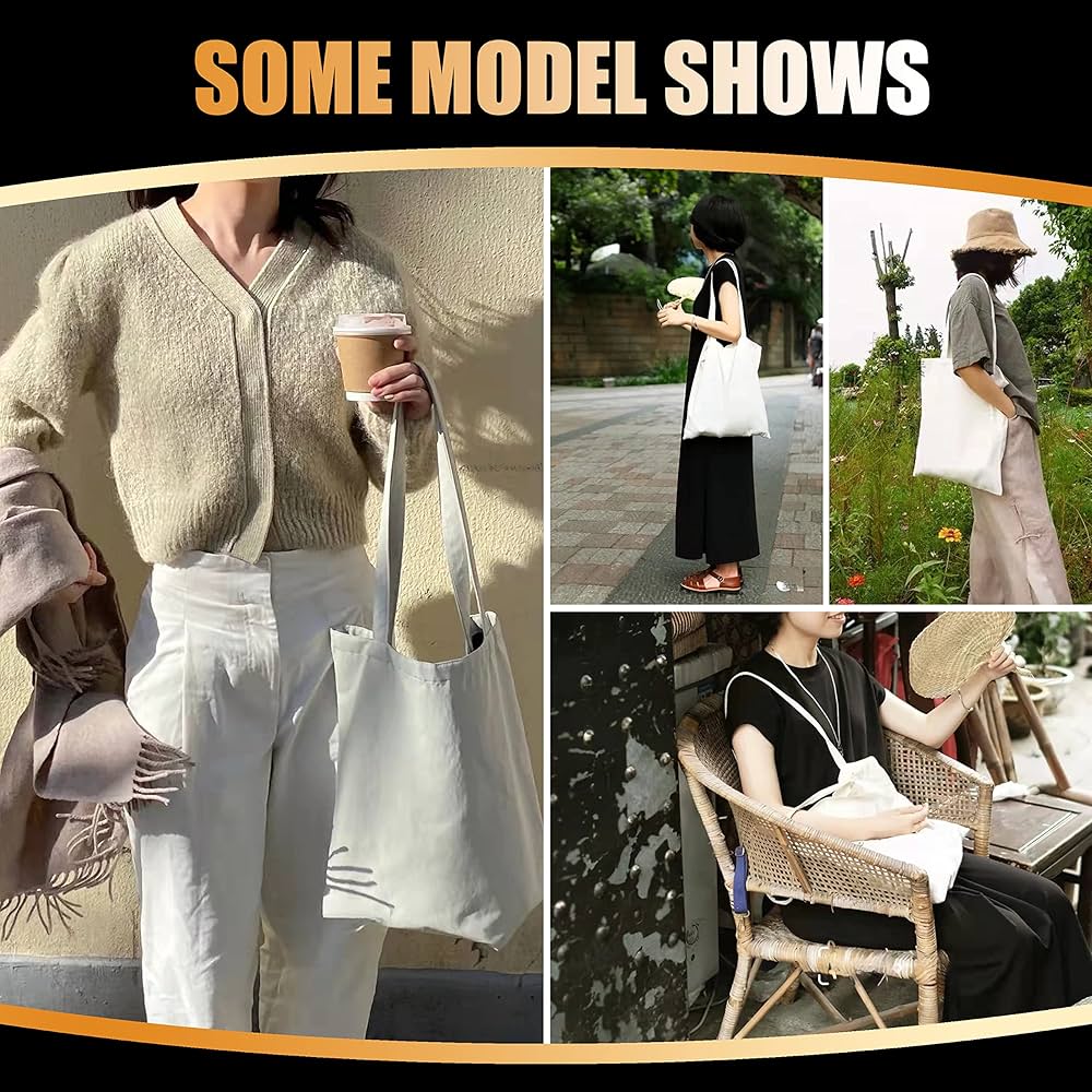 Amazon.com: YACEYACE Canvas Zipper Tote Bag, 3Pcs 14