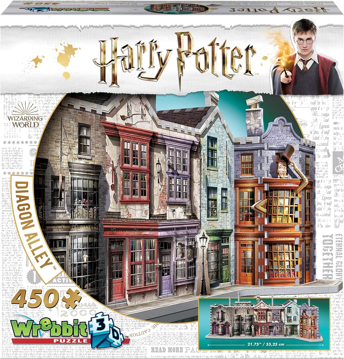 Wrebbit3D Harry Potter Rompecabezas 3D Modelo del Callejón Diagon | 450 piezas reales de rompecabezas | Construye y viaja por el mundo mágico