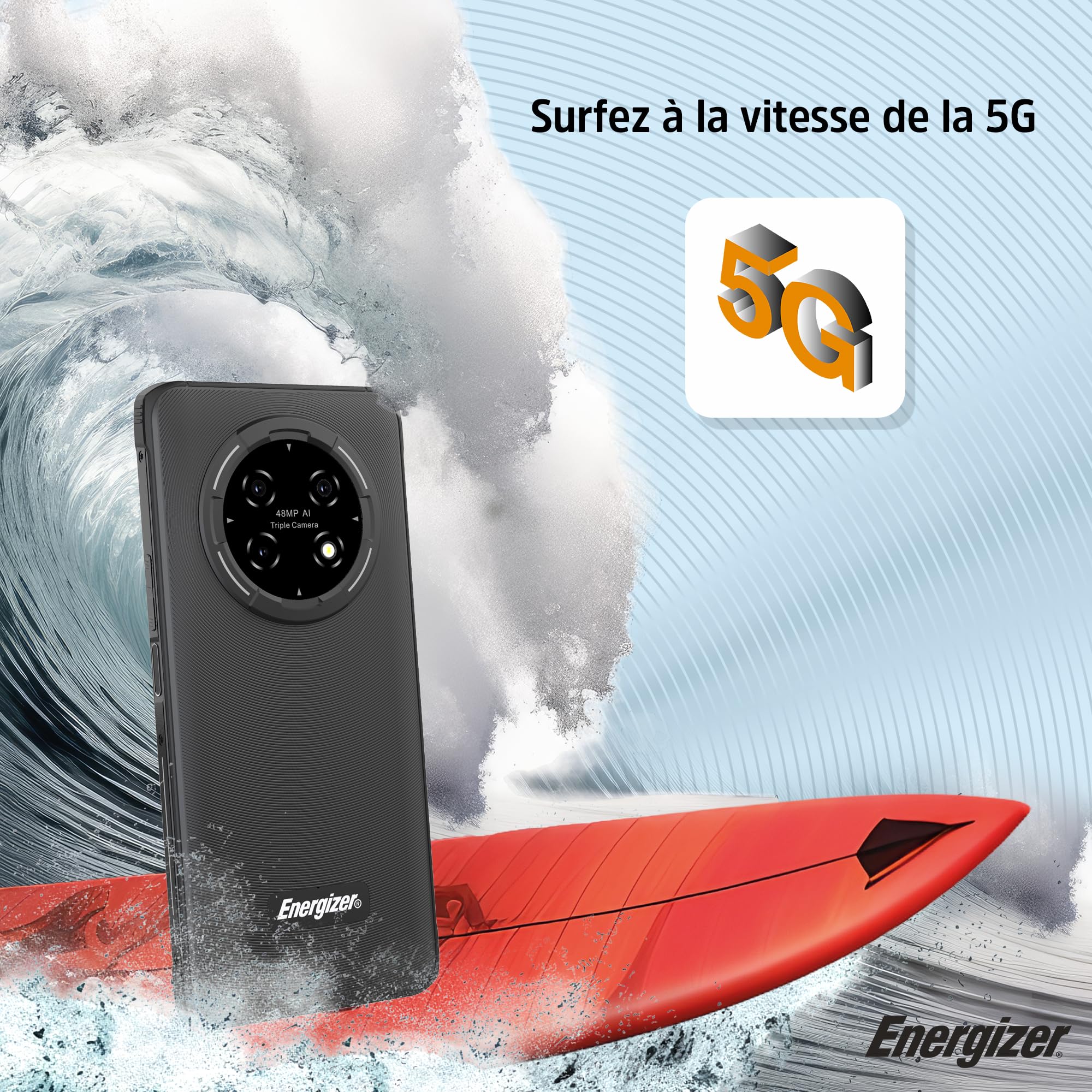 Energizer Smartphone 6.78'', 5G, Batterie de 4900mAh, Mémoire ROM 128Go RAM 4Go, résistant à l'eau et aux Chocs