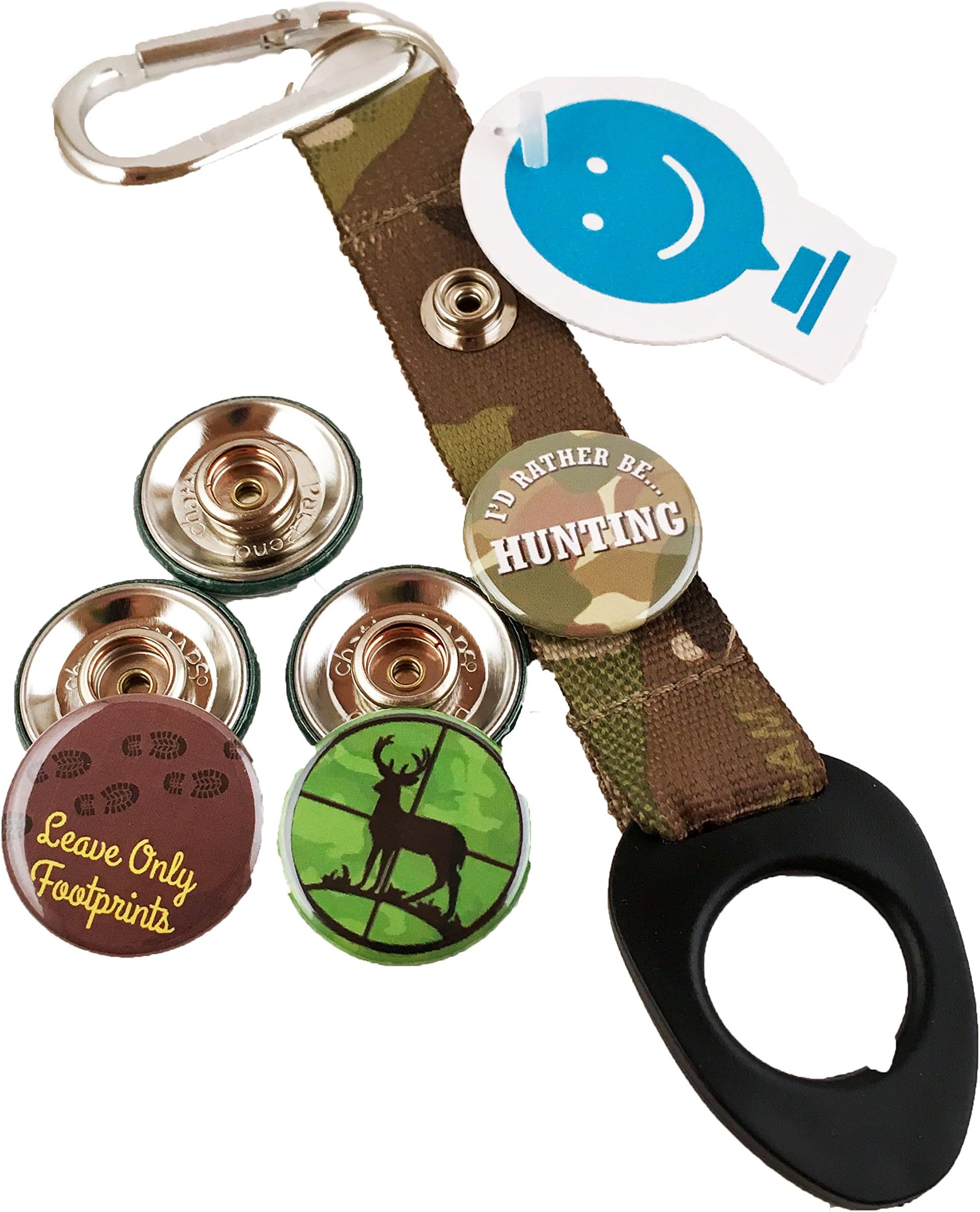 ChattySnaps Gift Pack - Hunting Camo Water Bottle Holder with 3 interchangeable ChattySnaps Buttons