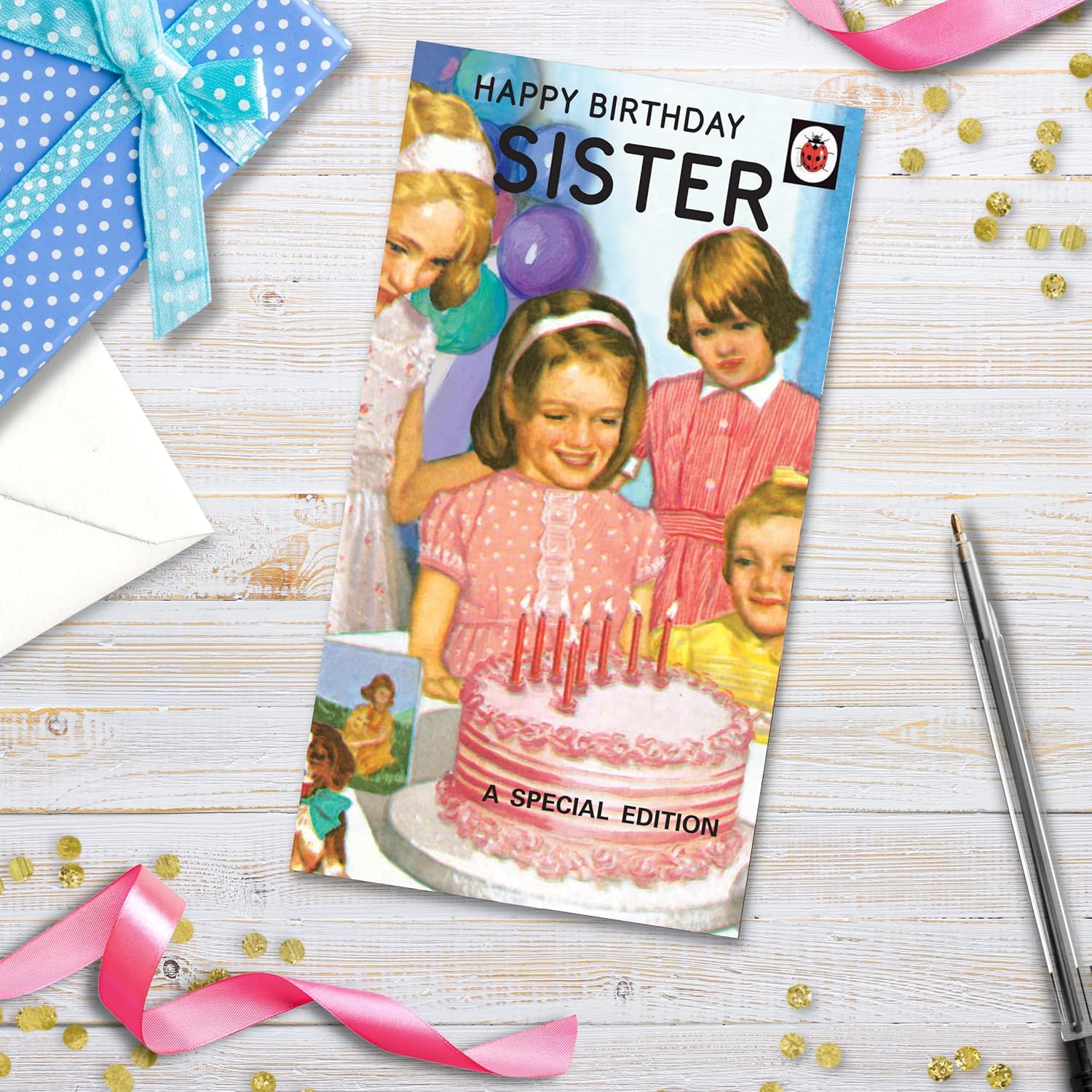 Danilo Promotions Limited Sister Birthday Card, Happy Birthday Card Sister, Ladybird Sister Birthday Card, Happy Birthday Sister Card, Multi, 9 x 5, LA017