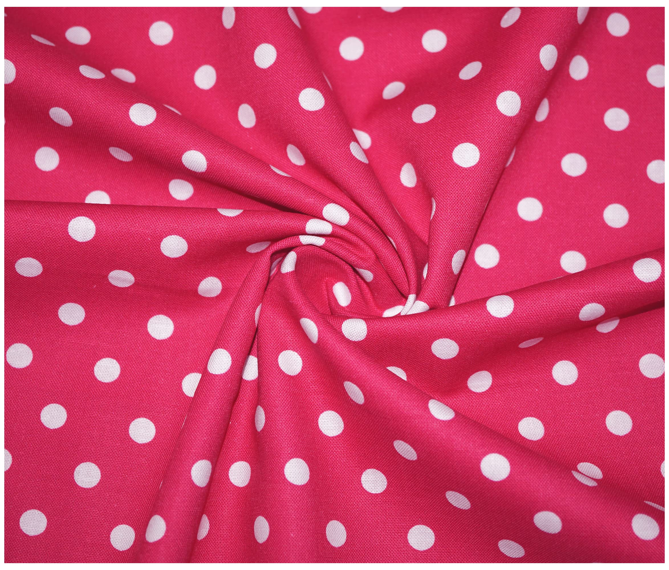 100% Cotton 8mm Small Polka Dot Spot Dotty Poplin Fabric Sewing Arts & Crafts Dressmaking in 13 Colours (5 Metre (500 x 140cm), Cerise)