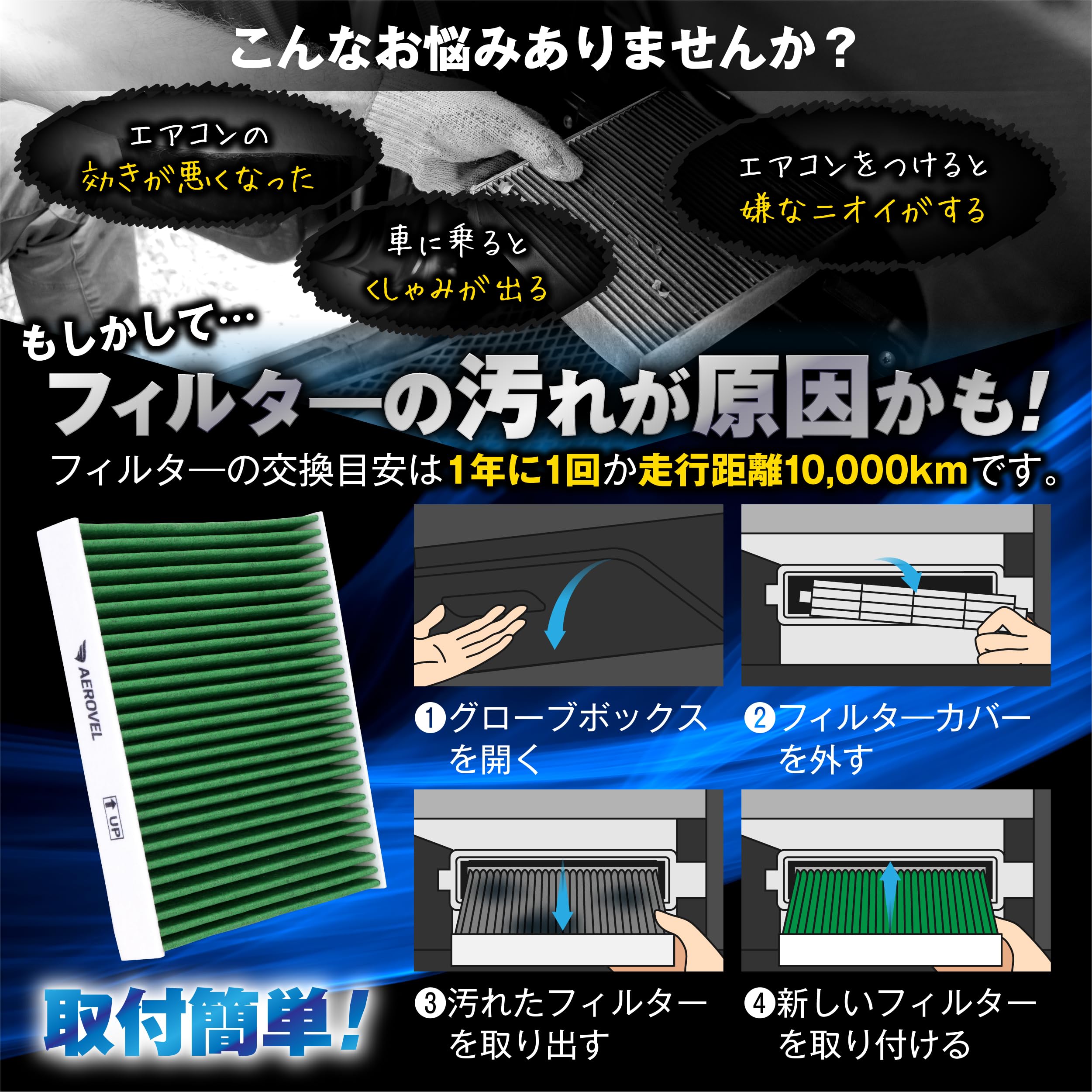 Amazon.co.jp: AEROVEL カーエアコンフィルター トヨタ車用 ハイエース 