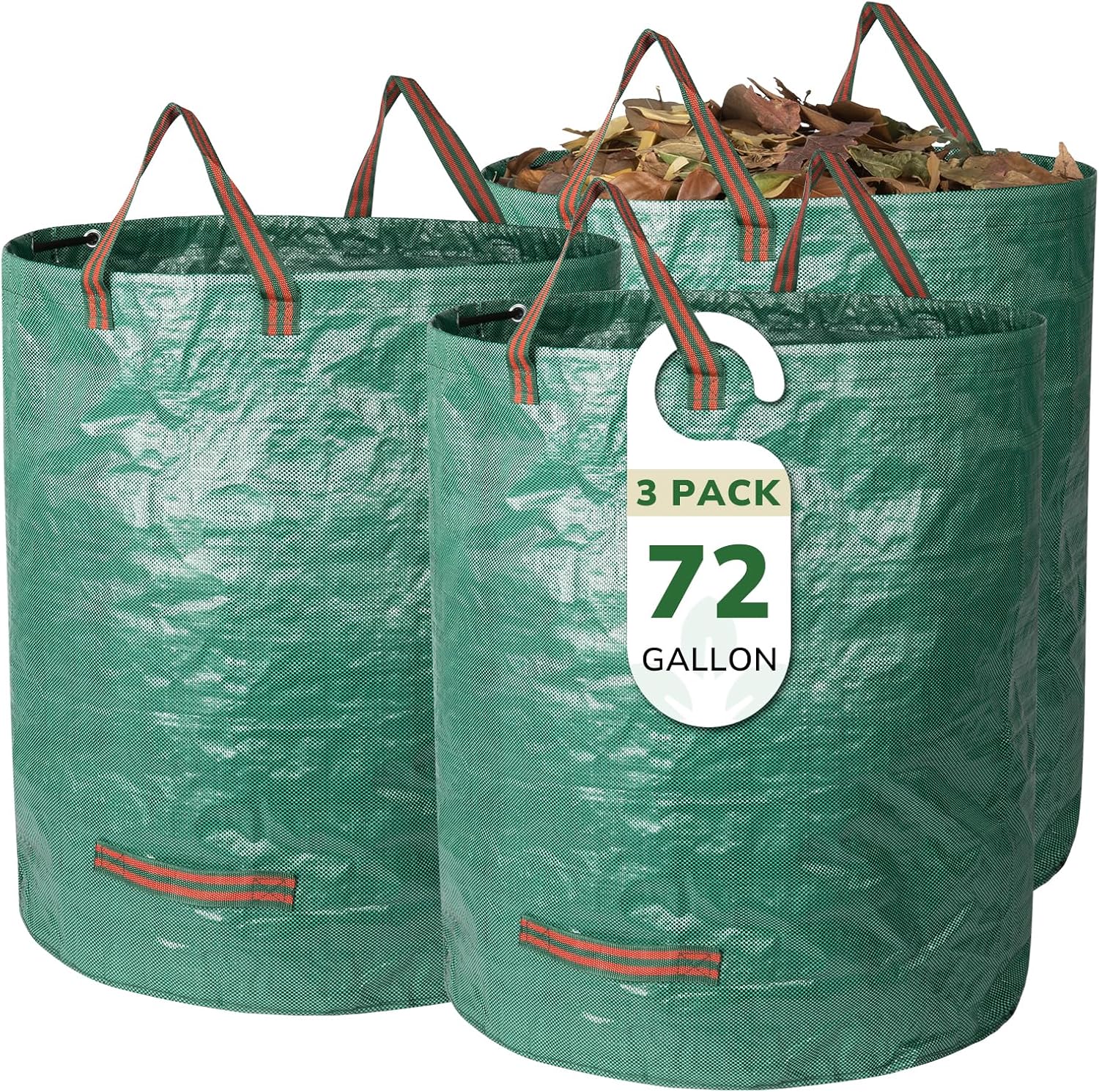 GreatBuddy 72 Gallon Reusable Yard Waste Bag, Heavy Duty, Upright Lawn Bags with 4 Reinforced Handles for Garden Leaves and Waste Collection, Lightweight and Portable (3 Pack)
