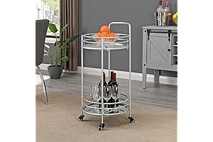 FirsTime & Co Silver Joliet Round Silver Bar Cart with Wheels
