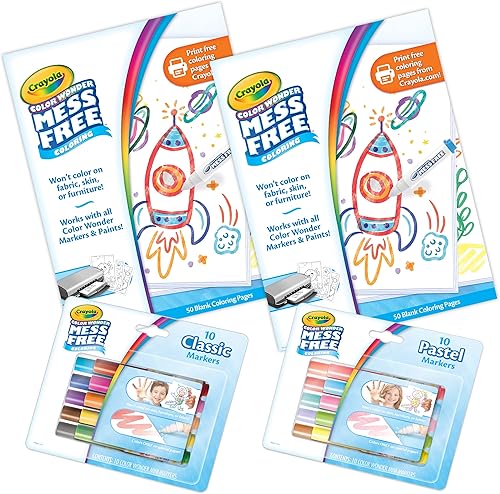 Crayola Color Wonder - Kit para colorear sin desorden, 100 páginas de color Wonder y 20 marcadores, juguetes para niños pequeños, regalo para niños