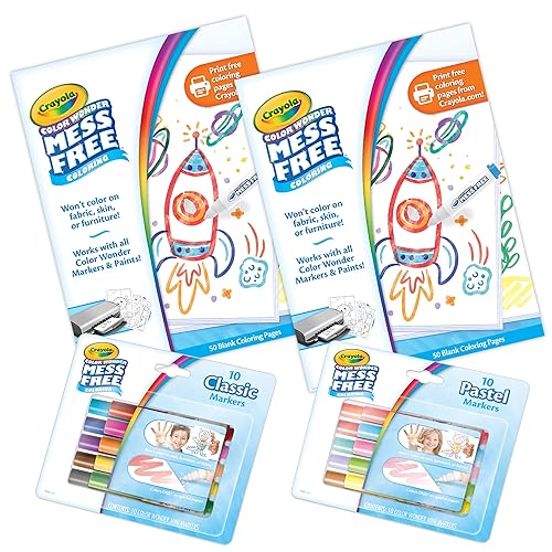 Kit de Coloreado Crayola Color Wonder Sin Manchas (120ud), 100 Páginas de Coloreado Sin Manchas y 20 Marcadores Mini, Actividad para Niños Pequeños, Regalo para Niños Pequeños