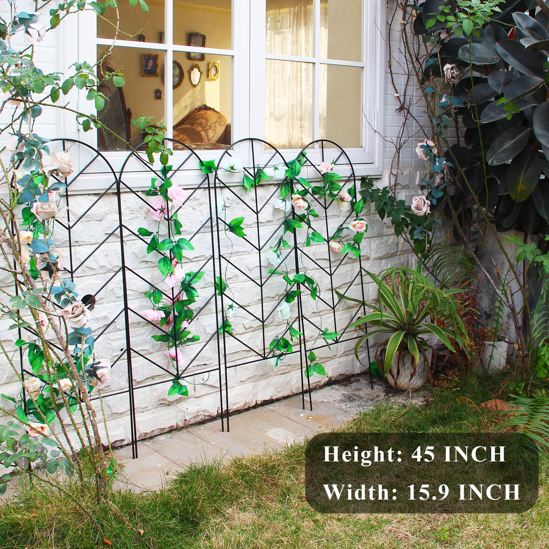 Treillis De Jardin En Fer Noir Pour Plantes Grimpantes - Lot De 2 - 150x40 Cm - Idéal Pour Tomates, Rosiers, Vignes