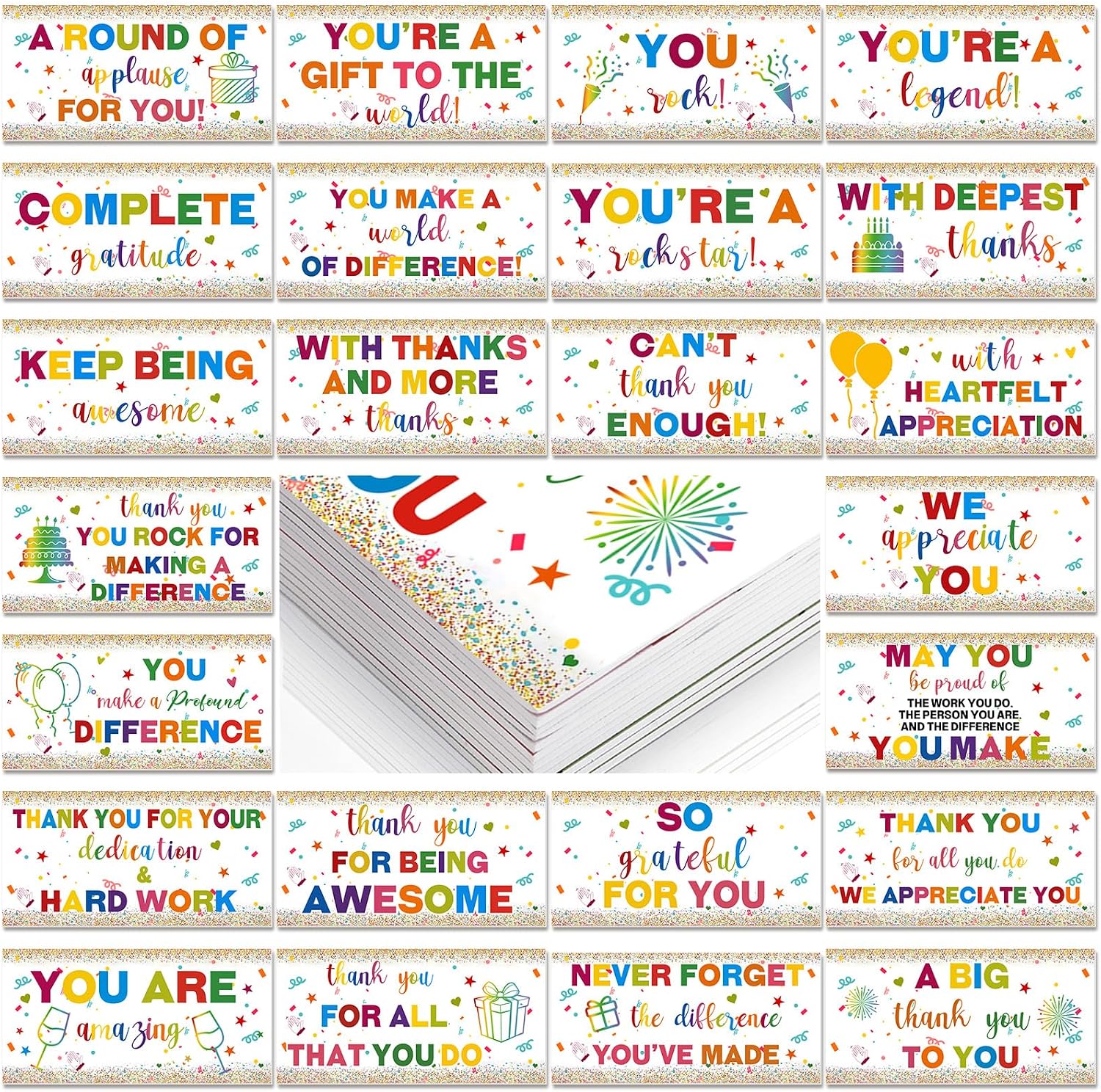 Tinlade 24 Designs Employee Appreciation Decorations Photo Booth Props We Appreciate You Colorful Thank You Party Decor Props PVC Double Sided Selfie Signs for Staff Volunteer Retirement Teacher Nurse