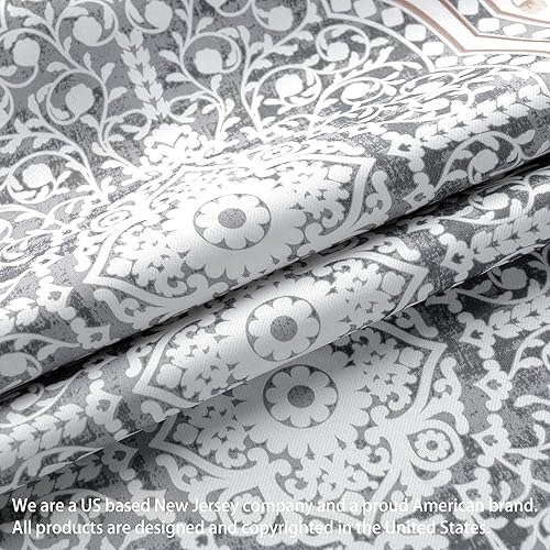 Miniatura 4 de DriftAway Adrianne Cenefa de cortina de ventana con diseño floral y damasco paquete de 2 cortinas de 52 x 14 pulgadas más cabecera de 1.75 pulgadas,