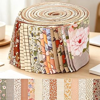 42Pcs Pre-Cut Cotton Quilting Fabric Rolls,Boho Floral Print Fabric Bundles