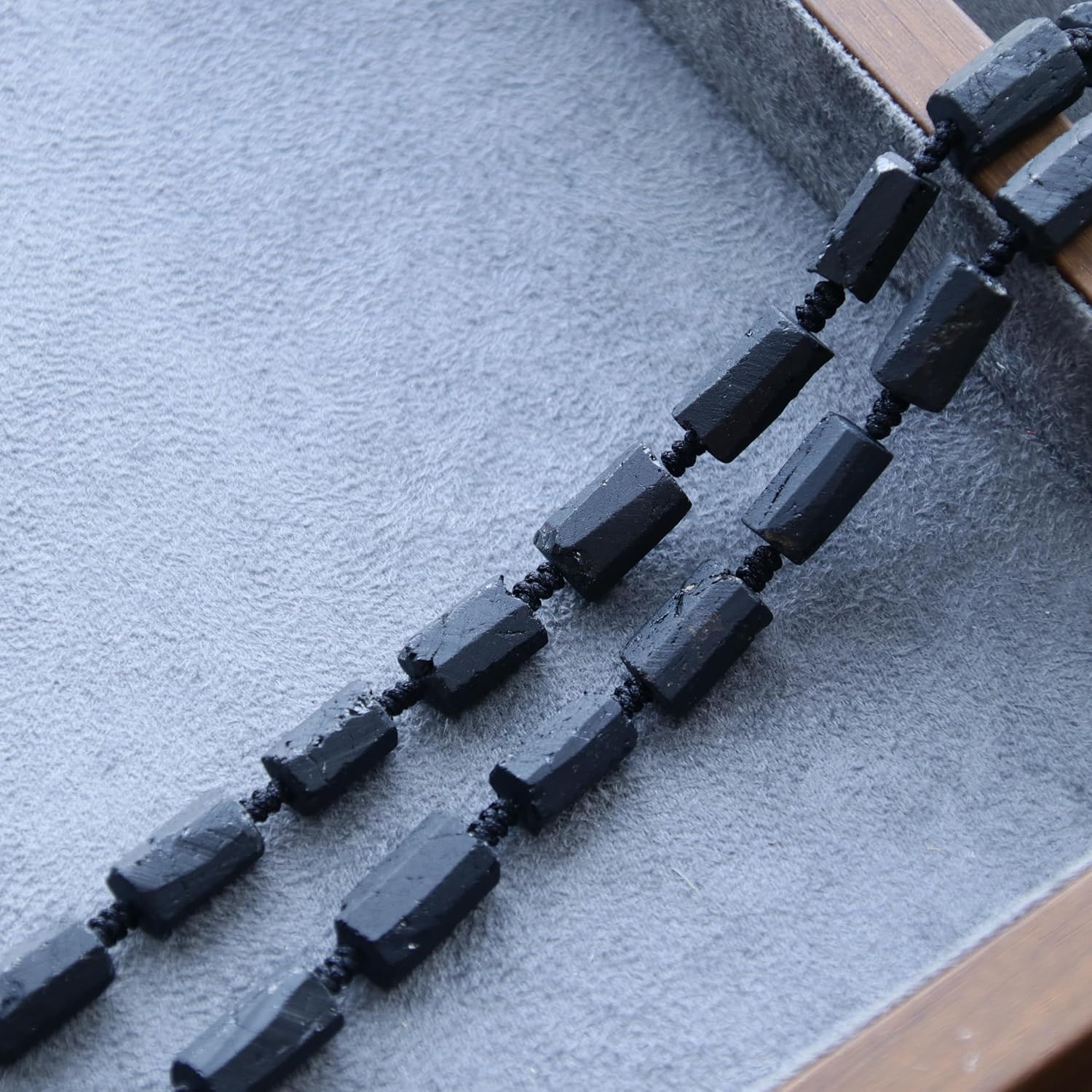 HASKARE Protection Crystals Black Tourmaline Necklace for Men, Genuine Raw Stone Crystal Necklaces Tourmaline Bamboo Adjustable Beaded Necklace, Gift Ideas for Him Christmas Birthday Fathers Day - Image 4