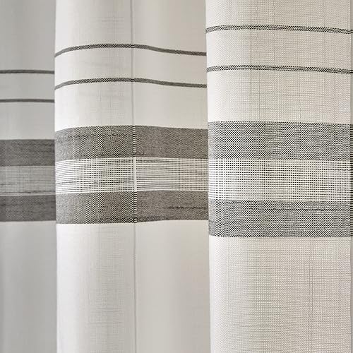 Miniatura 4 de SKL Home Par de paneles de cortinas de ventana con rayas de pizarra (paquete de 2), 104 x 63 pulgadas, color blanco