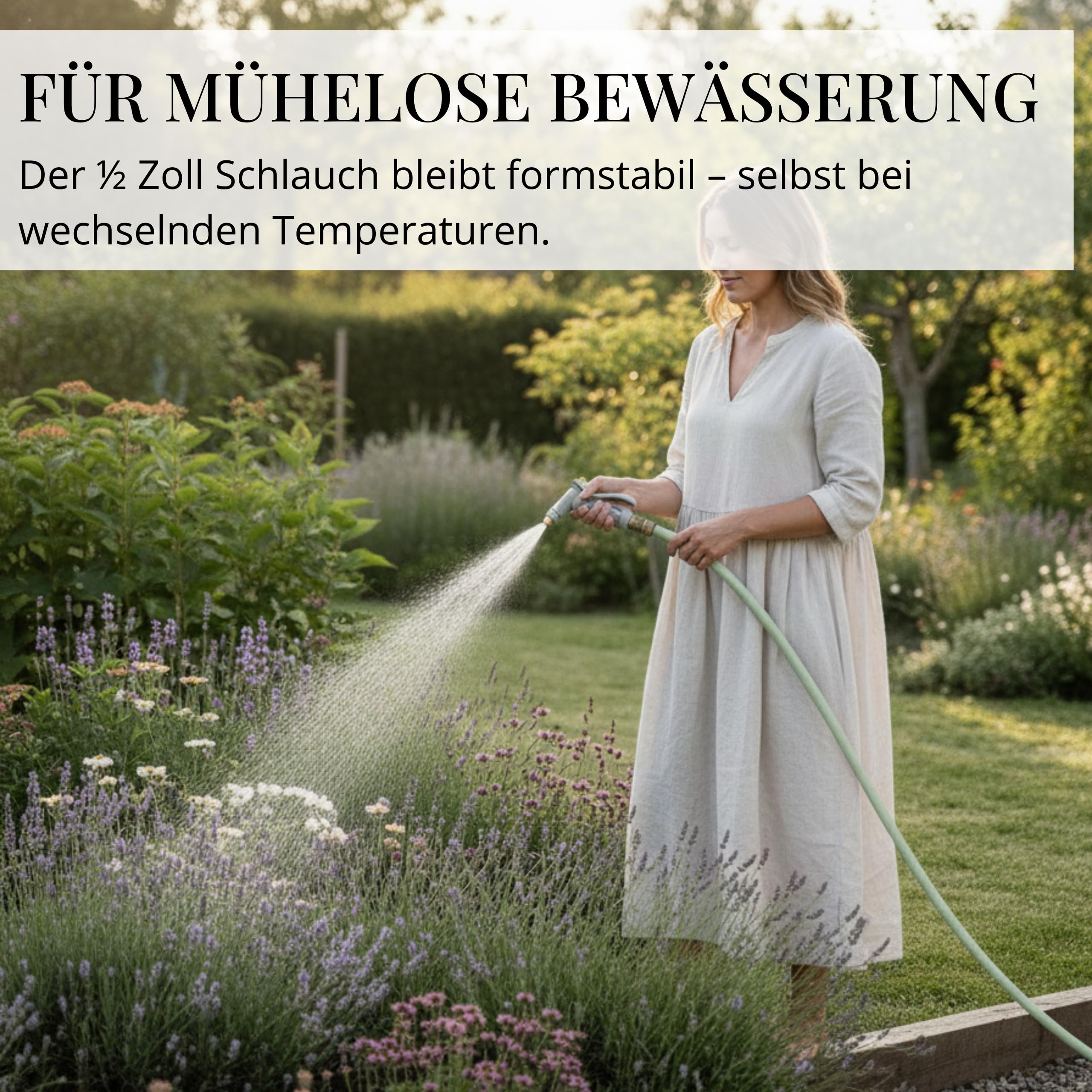 LIVLIG Gartenschlauch 30m, flexibler Premium Wasserschlauch aus 60 Prozent Recyclingmaterial, UV beständig, knickfest, Design Gartenschlauch 1/2 Zoll in Grün