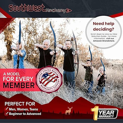 Miniatura 6 de Southwest Archery Ghost Takedown Longbow  64" Longbow Hunting Bow  Right & Left Hand  Draw Weights in 20-50 lbs  USA Based Company  Perfect for