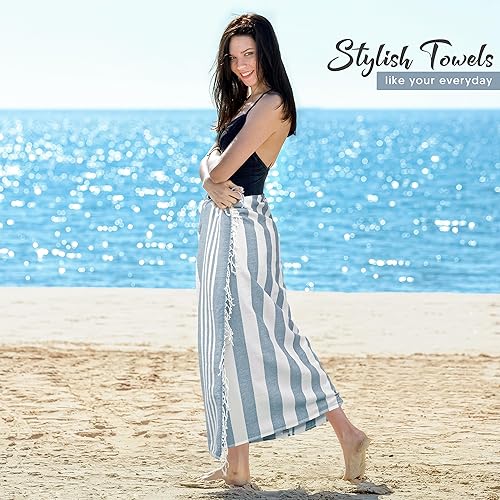 Miniatura 3 de Utopia Towels Paquete de 4 toallas turcas de playa, 40 x 72 pulgadas, 100% algodón, de gran tamaño, sin arena, ligeras, de secado rápido, prelavadas