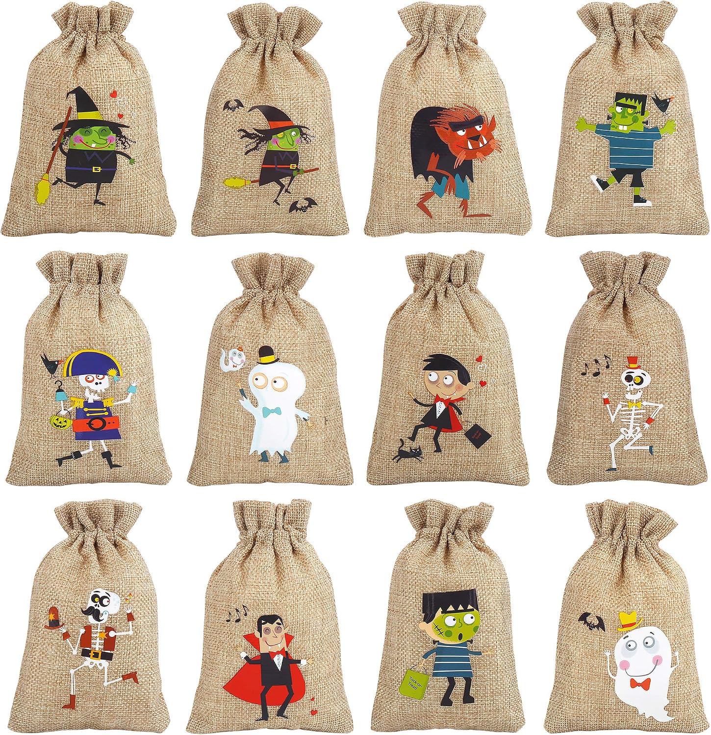 CCINEE 36pcs Burlap Halloween Party Bags Novelty Linen Jute Bags 4" x 6" for Halloween Gifts Packing Party Decoration Supplies