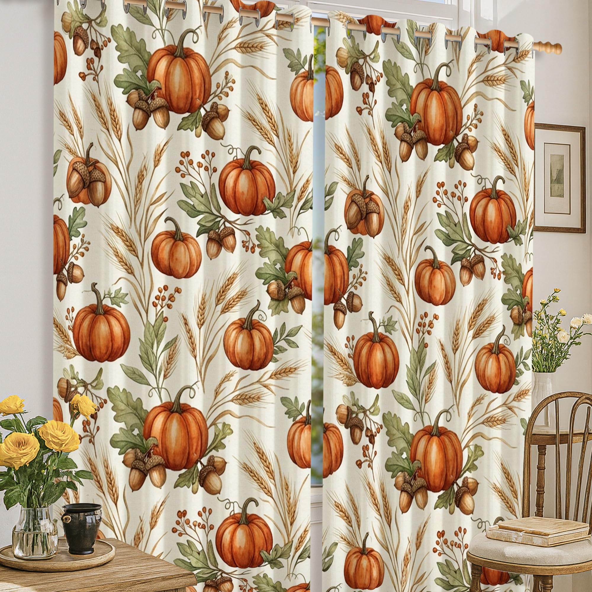Rideau occultant citrouille orange automne pour adoucir les nuits d'enfant
