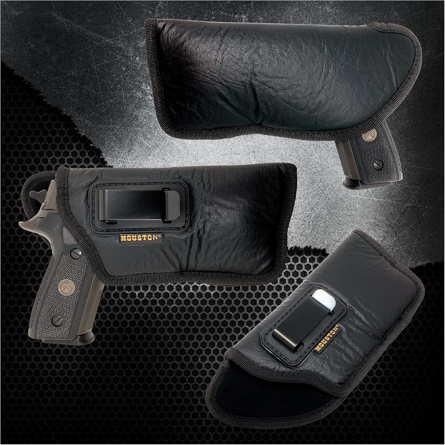 Houston Gun Holsters IWB Holster for Full Size Pistols, Brown ECO Leather, Fits Ruger 57, Beretta 92FS, Canik TP9 SFX, Glk 20 21 34 47, SIG P320 X5, Walther PPQ M2, Inside Waistband