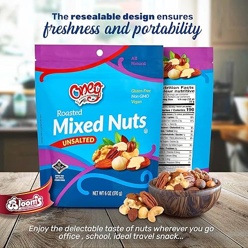 Miniatura 5 de Oneg - Frutos secos mixtos tostados, sin sal y totalmente naturales, bocadillos Kosher con alto contenido de proteínas, aperitivo keto saludable,