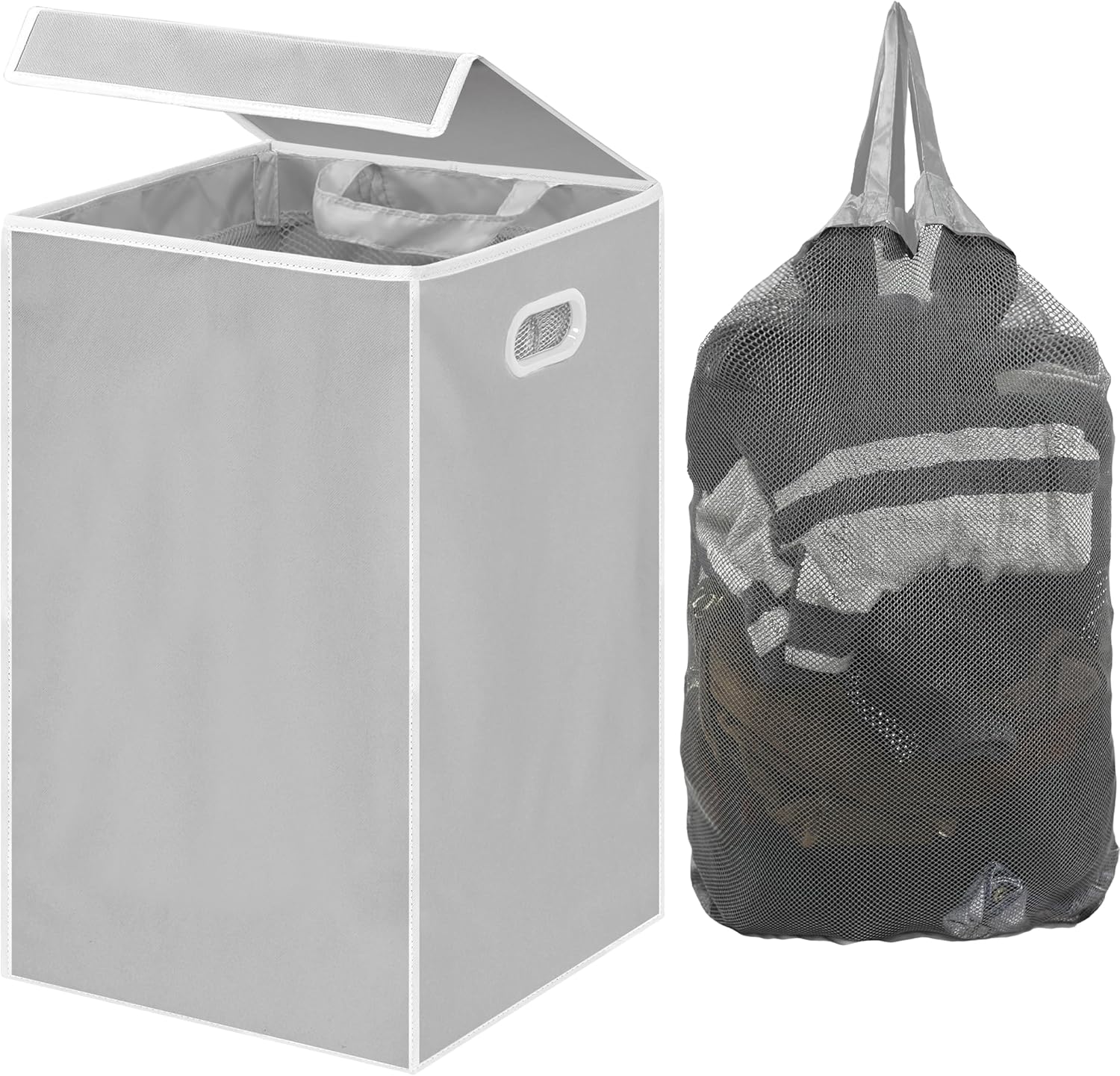 SimpleHouseware Foldable Laundry Hamper Basket with Lid and Removable Bag
