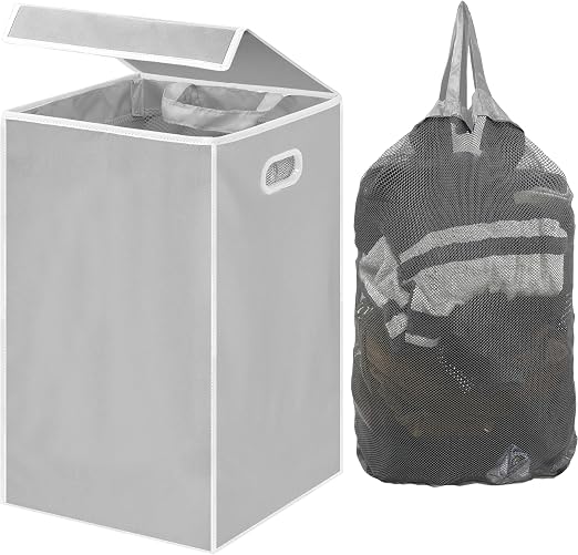 Simple Houseware Foldable Laundry Hamper Basket with Lid and
