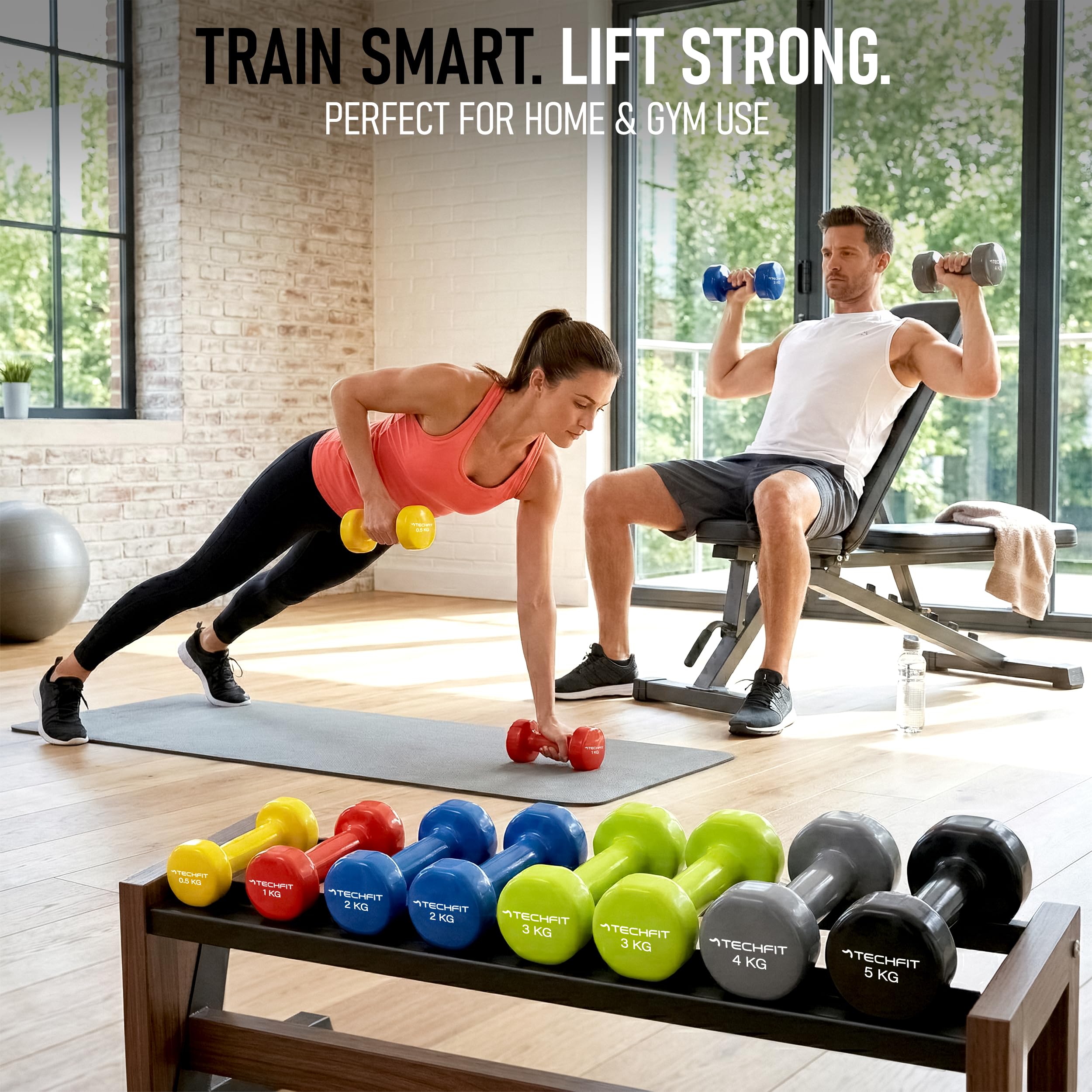 TechFit Manubrio In Neoprene Palestra In Ghisa Rivestita Antiscivolo Per Fitness Allenamento Corpo Libero Ginnastica Aerobica Esercizi Di Forza E Tonicità Impugnatura Ergonomica
