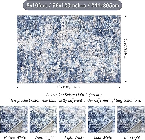 Miniatura 7 de Alfombras de área de 5 x 7 pies para sala de estar, antideslizante, lavable, resistente a las manchas, alfombra abstracta moderna de gran área
