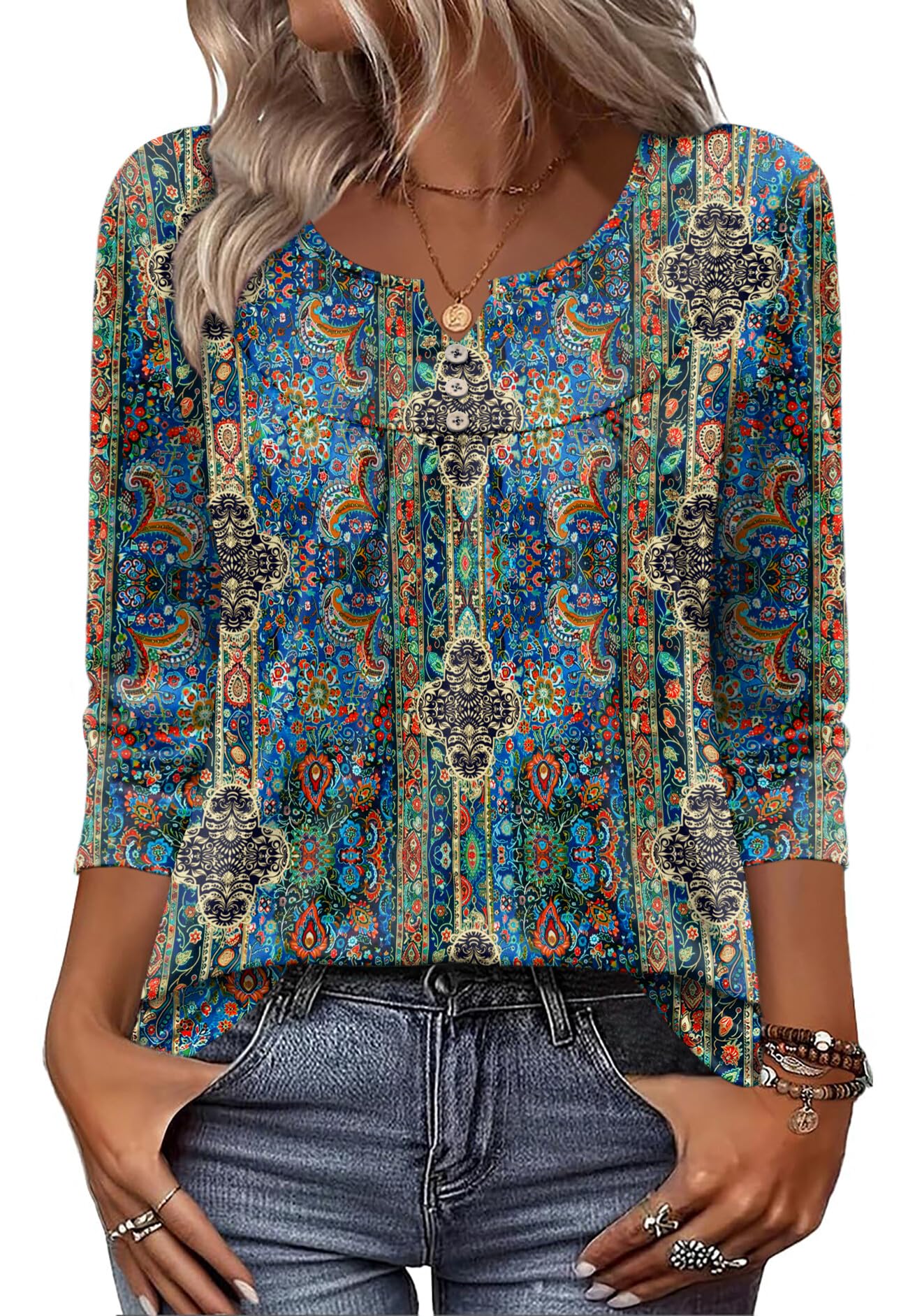 Zeagoo 3 4 Length Sleeve Womens Tops Dressy Casual 2026 V Neck T Shirts Blouses Floral Summer Business