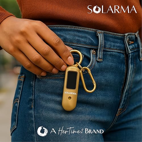 Miniatura 7 de Solarma First - Alarma de seguridad personal con energía solar para mujer, sirena de doble altavoz extra fuerte + LED, recargable solar y USB-C,