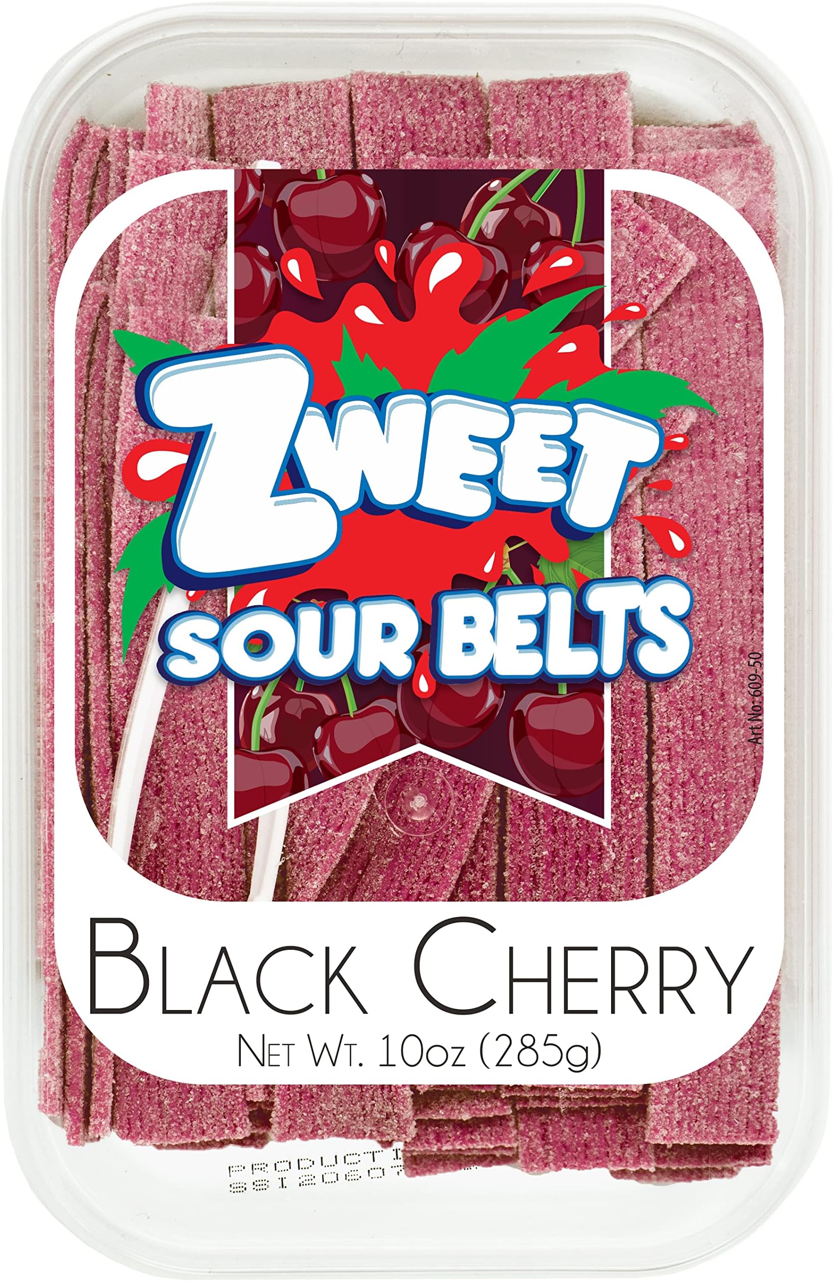 Sour Black Cherry Candy Belts 10 Ounce – Sour Kosher Candy, Halal Candy Belts – Resealable Pack of Sour Licorice Belts (10 Ounce)