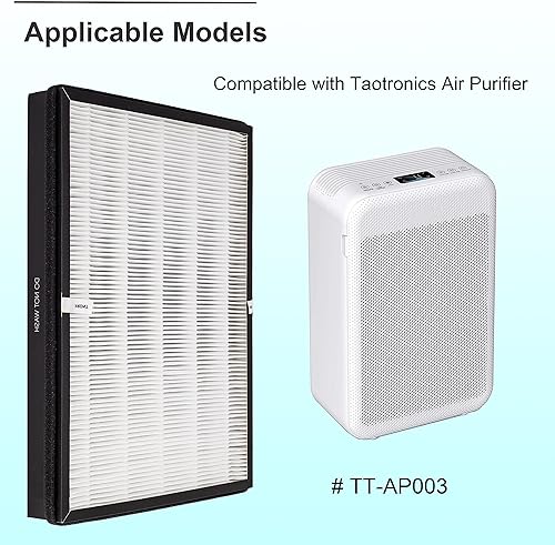 Miniatura 2 de TTAP003 Filtro de repuesto, compatible con purificador de aire TaoTronics TT-AP003 y purificador de aire 5 en 1 VIVOSUN, filtro HEPA H13 de alta