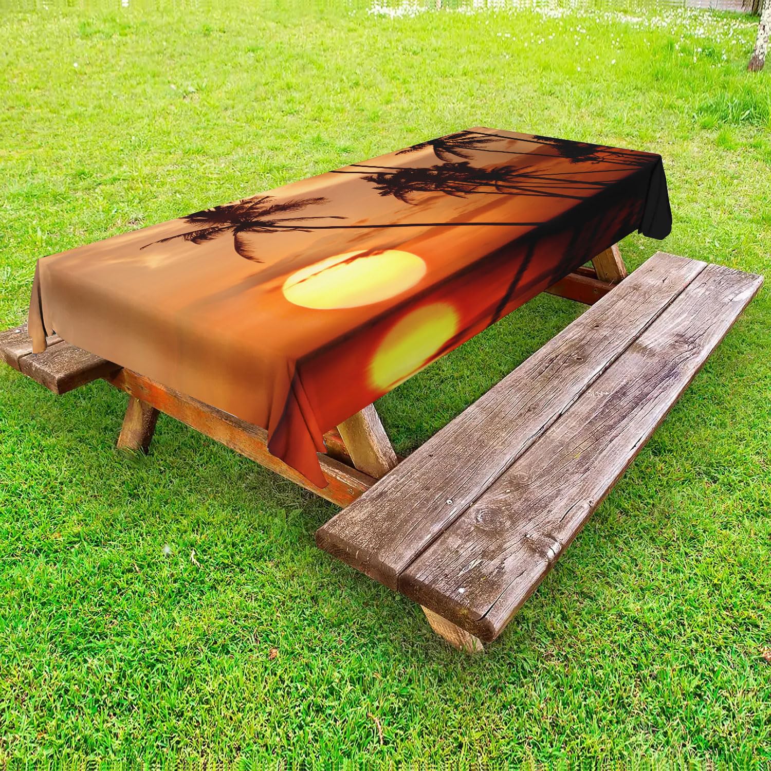 Odot Outdoor Table Cloth Waterproof Rectangle, Summer Wipeable Water Resistant Tablecloth,Table Cover Wipe Clean Rectangular Dining Tabletop for Kitchen Garden Decoration (Dusk,152x213cm)
