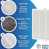 Vista 4 de Fette Filter - Filtros de repuesto E-300L Premum True HEPA H13 compatibles con MOOKA y MOOKA FAMILY E-300L purificadores de aire para habitaciones