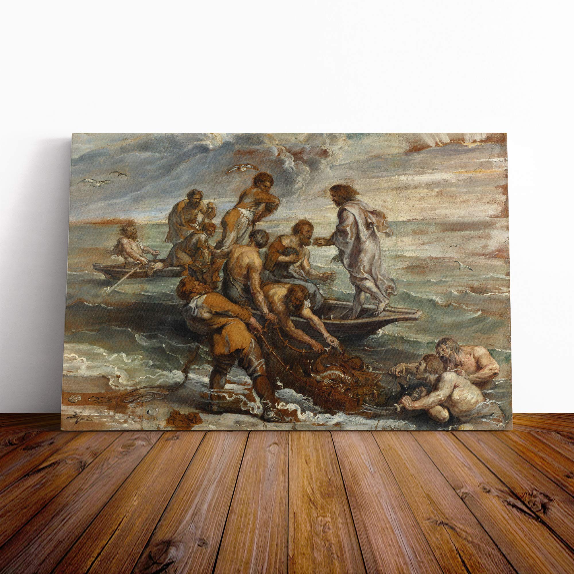 Peter Paul Rubens The Miraculous Fish Drought Canvas Print | Gallery Wrapped 30mm Frame Wall Art | 20x14 inches | Ready to Hang | Modern Animals Picture | Living Room Bedroom Lounge Office