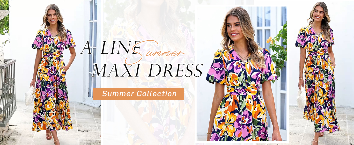 PRETTYGARDEN Womes Boho Maxi Dresses 2026 Summer Spring V Neck Puff Sleeve Empire Waist A Line Flowy Long Beach Floral Dress (Blue Multicolored Leaves,S) at Amazon Women's Clothing store PRETTYGARDEN Womes Boho Maxi Dresses 2026 Summer Spring V Neck Puff Sleeve Empire Waist A Line Flowy Long Beach Floral Dress (Blue Multicolored Leaves,S) at Amazon Women's Clothing store