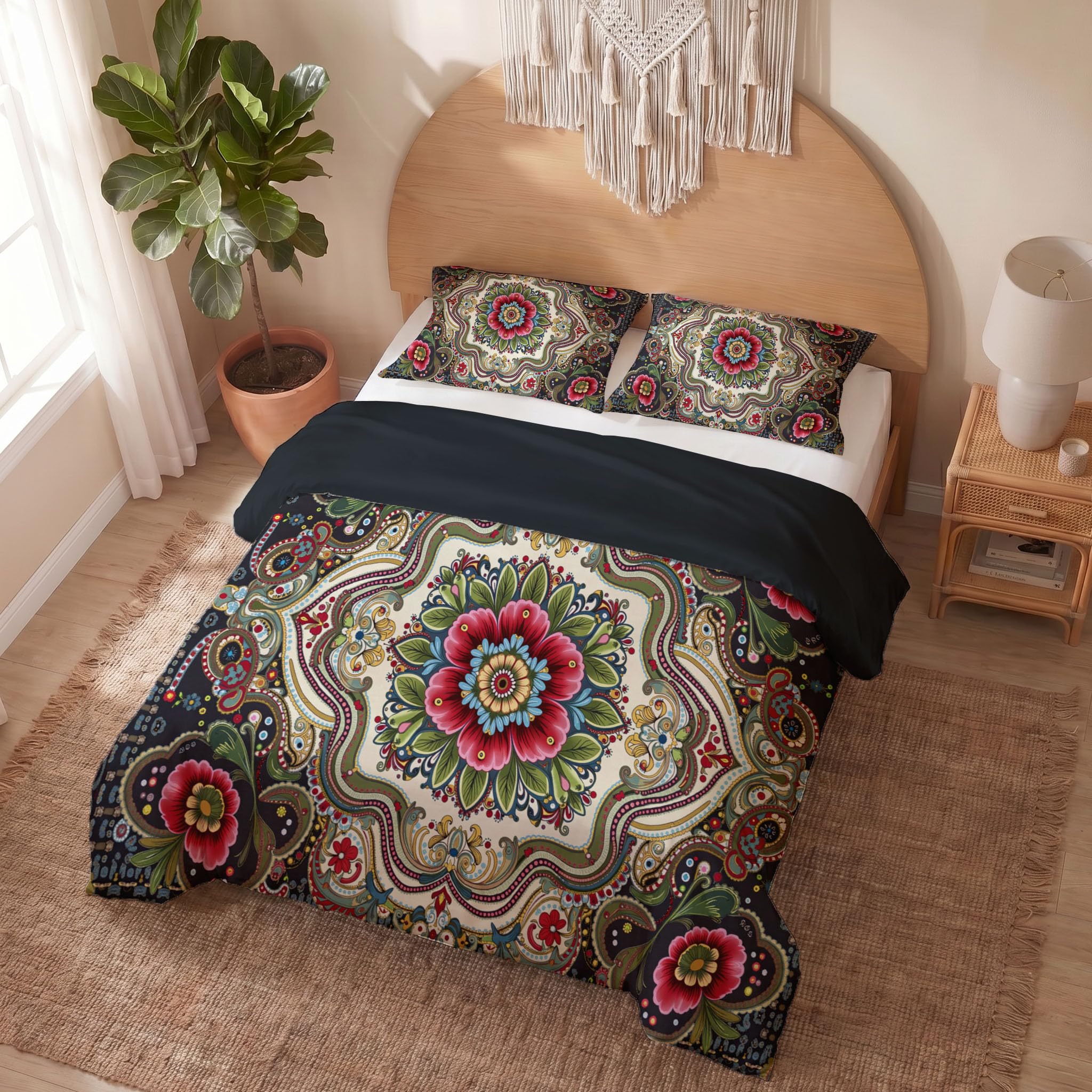 Housse de couette hypoallergénique et anti-plis pour grand lit double