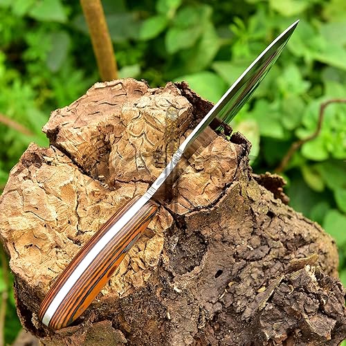 Miniatura 5 de Cuchillo Bowie - Acero D2, mango de madera PAKKA de 9", naranja, táctico y para exteriores, con funda - KE-0549-HK