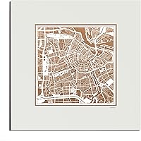Vista 72 de O3 Design Studio Mapa de corte de papel Madrid negro mate de 20 x 20 pulgadas