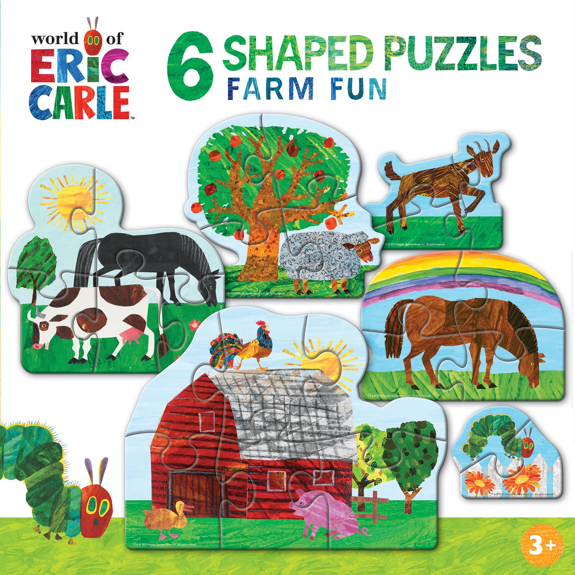 Masterpieces Eric Carle Farm Life - Juego de 6 mini rompecabezas con forma de rompecabezas, portátil, resolución de problemas, a partir de 6 años