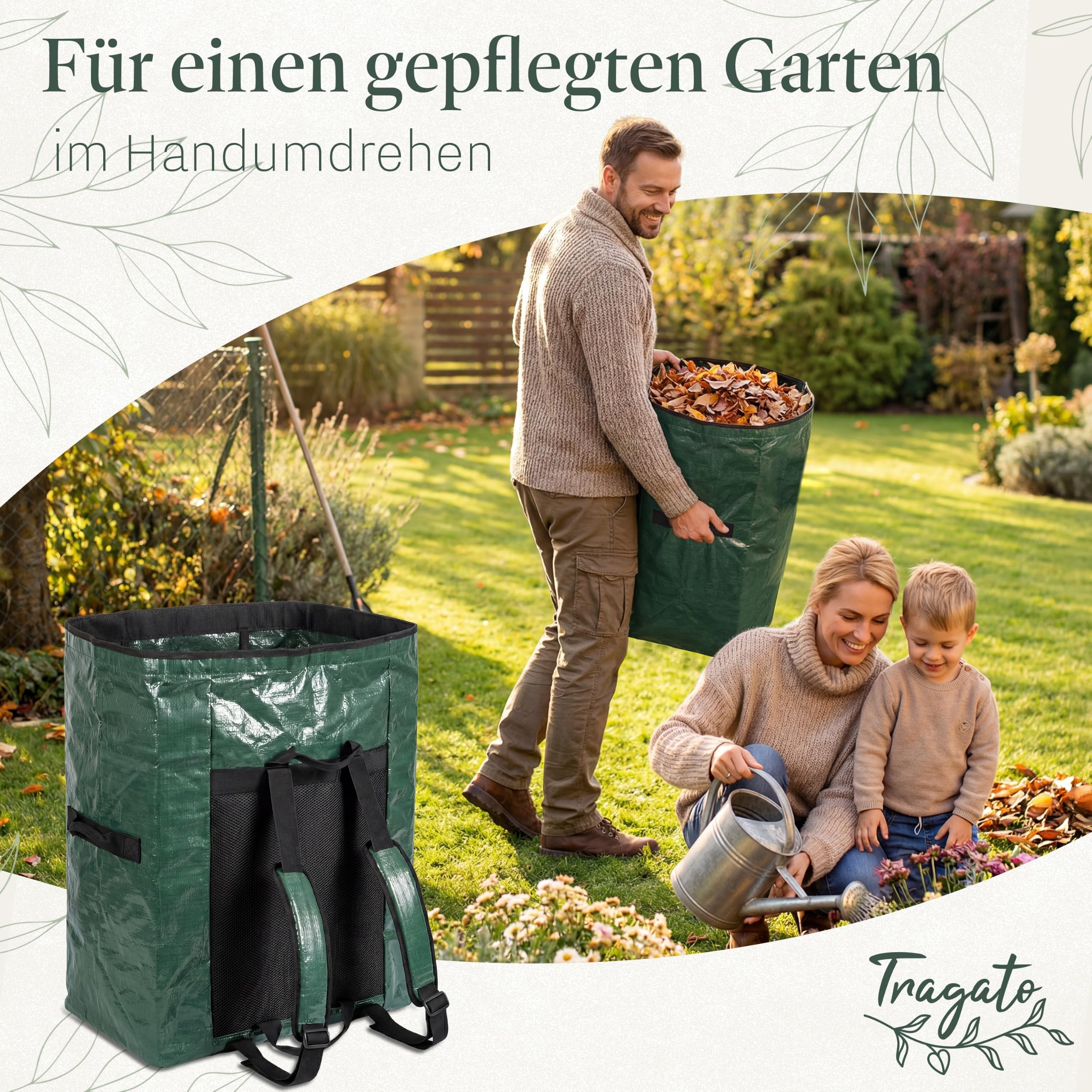 Laubrucksack 115 L – Hände frei & rückenschonend, selbststehend