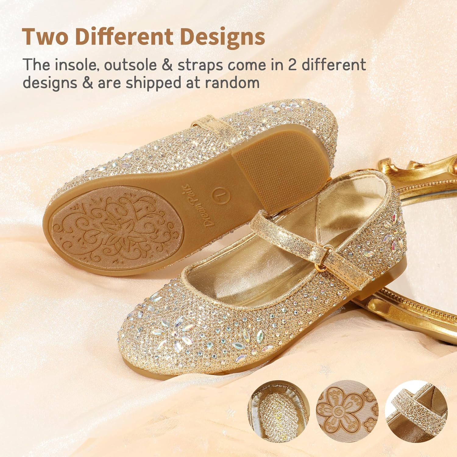 DREAM PAIRS Toddler Girl's Dress Shoes Mary Jane Rhinestone Ballerina Flat for Party, Birthday, Performance, Wedding - Image 5